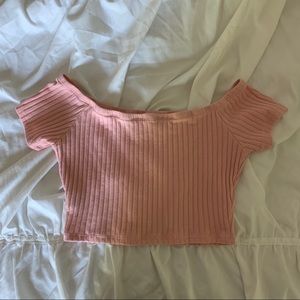 Ribbed off the shoulder crop top